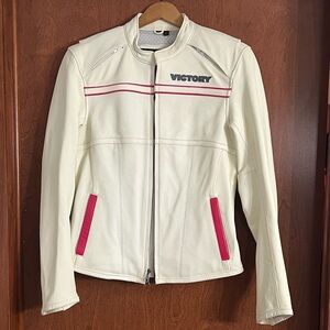 Victory Motorcycle Leather Pink and White Jacket